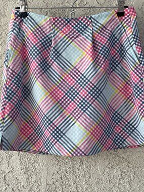 Lady Hagen Golf Skort 6 Pink Blue Plaid Performance Athletic Skirt Pockets